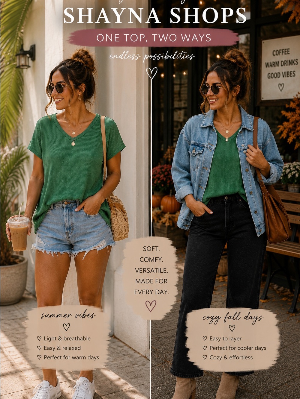 Zenana Ribbed V-Neck Short Sleeve Top - Kelly Green